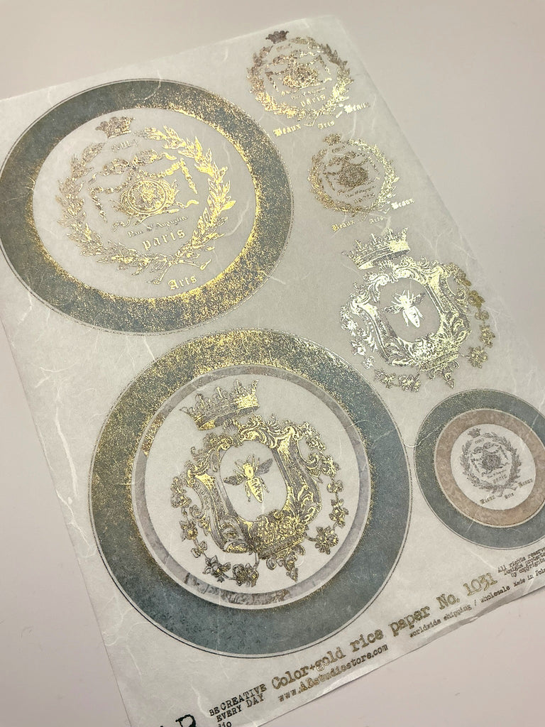 gilded Parisian emblems AB Studio Rice Papers