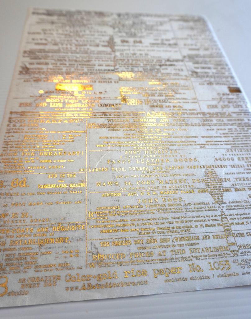 gilded newspaper script AB Studio Rice Papers
