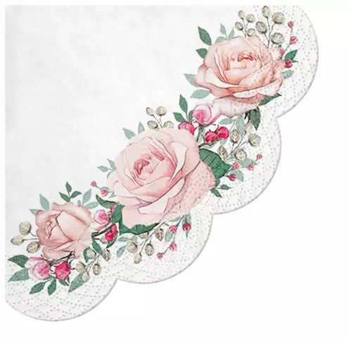 Pale pink roses. Round paper napkin for decoupage.