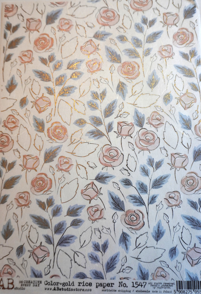 gilded sketched flowers AB Studio Rice Papers