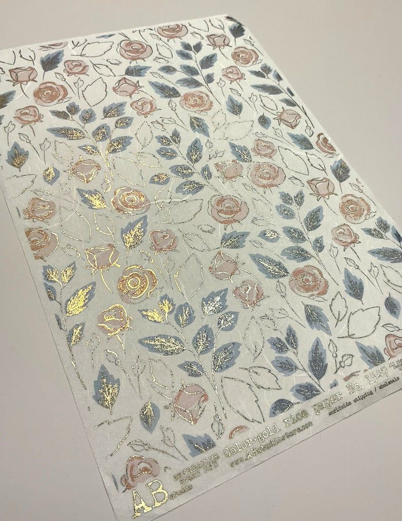 gilded sketched flowers AB Studio Rice Papers