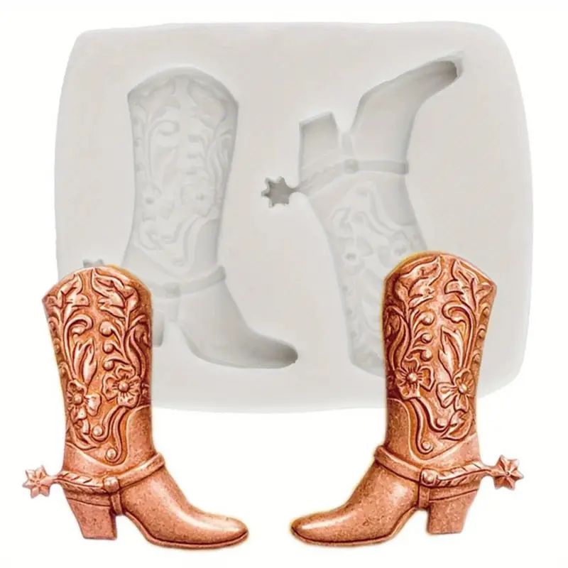 Silicone Craft Accent Mold. Pair of cowboy boots