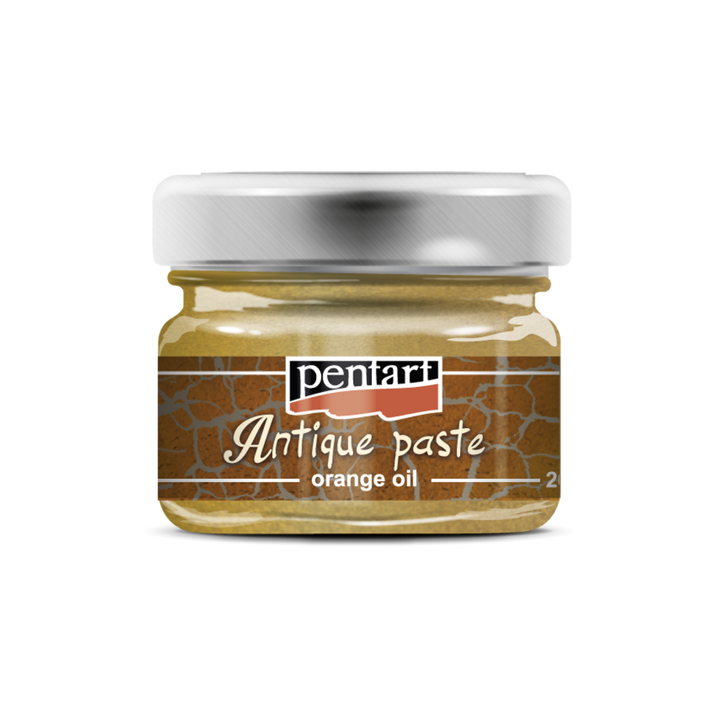 Gold Pentart Antique Paste, ideal for enhancing crafts with a vintage flair. Easy to apply, it fills cracks for a timeless, aged look