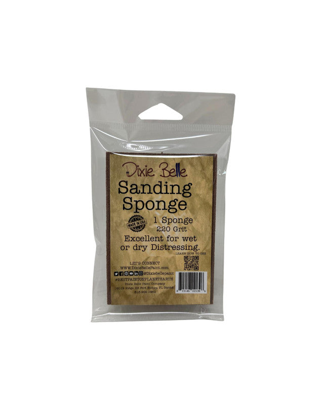 Dixie Belle Sanding sponge in white package with brown descriptive label