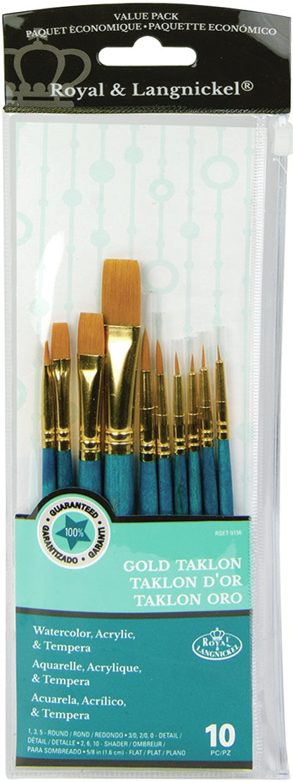 Royal & Langnickel Pinselset – 7-teilig Mit Goldenen Taklon-Fasern Für Acryl & Aquarell