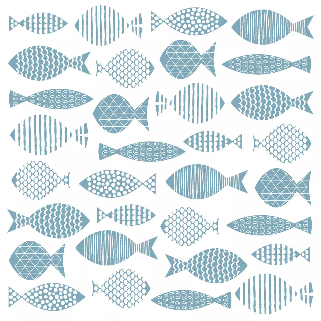 images of blue fish with with white stripes and  curls to simulate scales Decorative Paper Napkin for Decoupage Mixed Media, Scrapbooking 