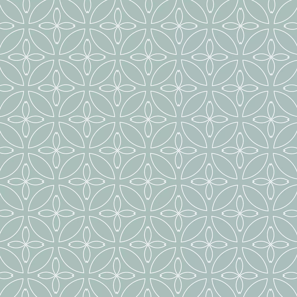 white circular patterns with oval stick line crosses in the middle resembling leaves and flower on light blue background Decoupage Craft Paper Napkin for Mixed Media, Scrapbooking