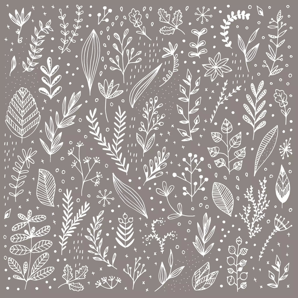 with leaves and branches on dark gray brown taupe background Decoupage Craft Paper Napkin for Mixed Media, Scrapbooking