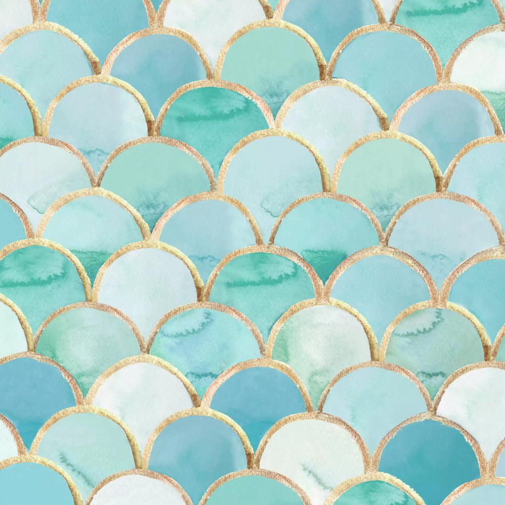 gold bubbles lined up with blue green turquoise interior in the art Deco style Decoupage Craft Paper Napkin for Mixed Media, Scrapbooking
