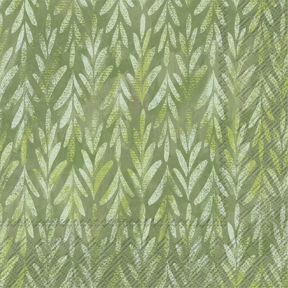 rows of green twiggy leaves Decoupage Craft Paper Napkin for Mixed Media, Scrapbooking
