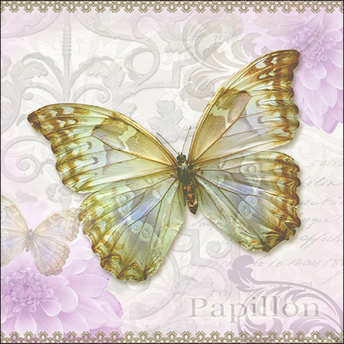 yellow butterfly on purple background Decoupage Craft Paper Napkin for Mixed Media, Scrapbooking