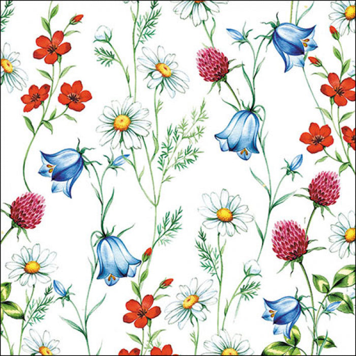 Blue bell flowers with purple , white and orange flowers Decoupage Craft Paper Napkin for Mixed Media, Scrapbooking