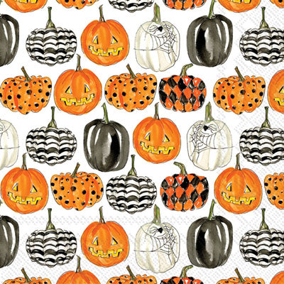 black white orange pumpkins in rows Decoupage Craft Paper Napkin for Mixed Media, Scrapbooking