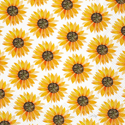 yellow sunflowers on white Decoupage Craft Paper Napkin for Mixed Media, Scrapbooking