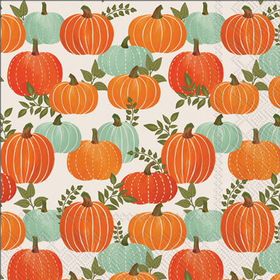orange, red and green pumpkins on white Decoupage Craft Paper Napkin for Mixed Media, Scrapbooking