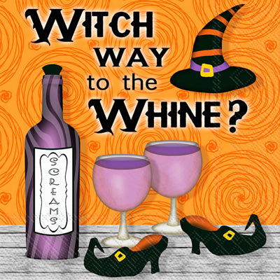 bottle of purple wine and glasses with black witches shoes and hat Decoupage Craft Paper Napkin for Mixed Media, Scrapbooking