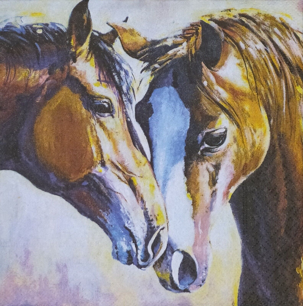 pair of horses with heads touching  Decoupage Napkin