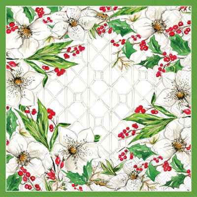 Greenery and holly berries. Quality European Decoupage Decorative Craft Paper Napkins. 3 ply. Ideal for Collage, Scrapbooking.