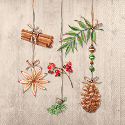 Ornaments of pine and cinnamon. Quality European Decoupage Decorative Craft Paper Napkins. 3 ply. Ideal for Collage, Scrapbooking.