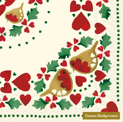 Birds and red hearts Quality European Decoupage Decorative Craft Paper Napkins. 3 ply. Ideal for Collage, Scrapbooking.