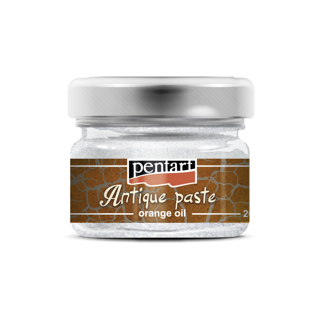 White Pentart Antique Paste, ideal for enhancing crafts with a vintage flair. Easy to apply, it fills cracks for a timeless, aged look