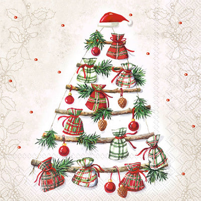 Christmas tree made of sticks and pine. Quality European Decoupage Decorative Craft Paper Napkins. 3 ply. Ideal for Collage, Scrapbooking.
