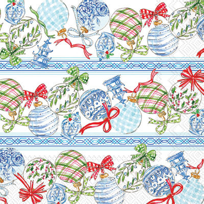 Blue white ornaments in rows Quality European Decoupage Decorative Craft Paper Napkins. 3 ply. Ideal for Collage, Scrapbooking.