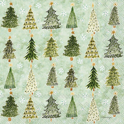 Rows of green pine trees Quality European Decoupage Decorative Craft Paper Napkins. 3 ply. Ideal for Collage, Scrapbooking.