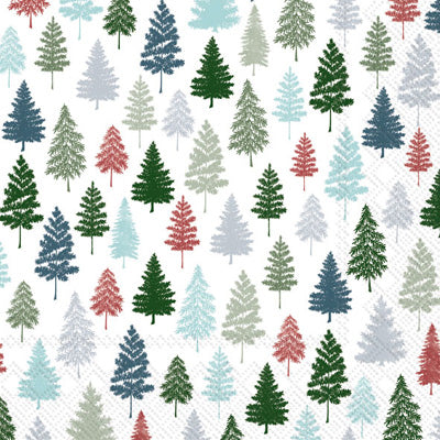 Rows of grey, blue green pine trees Quality European Decoupage Decorative Craft Paper Napkins. 3 ply. Ideal for Collage, Scrapbooking.