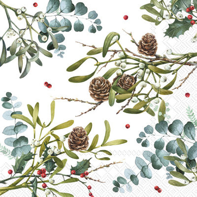 Pine cones on Eucalyptus branches Quality European Decoupage Decorative Craft Paper Napkins. 3 ply. Ideal for Collage, Scrapbooking.
