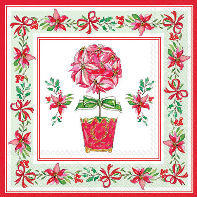  Red poinsettia Quality European Decoupage Decorative Craft Paper Napkins. 3 ply. Ideal for Collage, Scrapbooking.