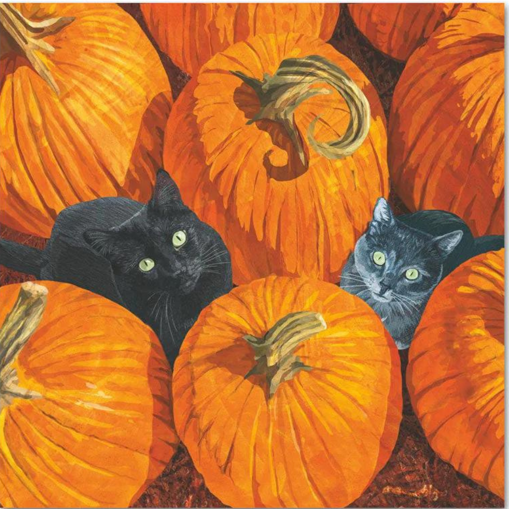Black cats and pumpkins. Quality European Decoupage Decorative Craft Paper Napkins. 3 ply. Ideal for Decoupage Paper for Collage, Scrapbooking.