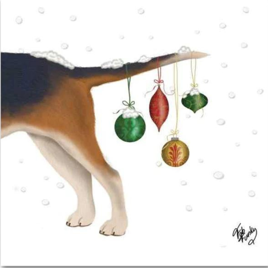 Dogs tail with hanging ornaments. Quality European Decoupage Decorative Craft Paper Napkins. 3 ply. Ideal for Decoupage Paper for Collage, Scrapbooking.