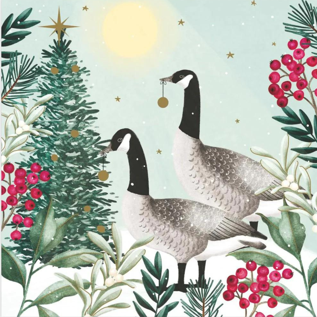 Geese and berries. Quality European Decoupage Decorative Craft Paper Napkins. 3 ply. Ideal for Decoupage Paper for Collage, Scrapbooking.