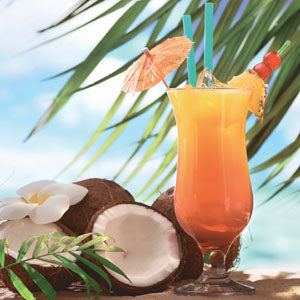 tropical orange drink with coconuts and palmtree  Decoupage Napkins