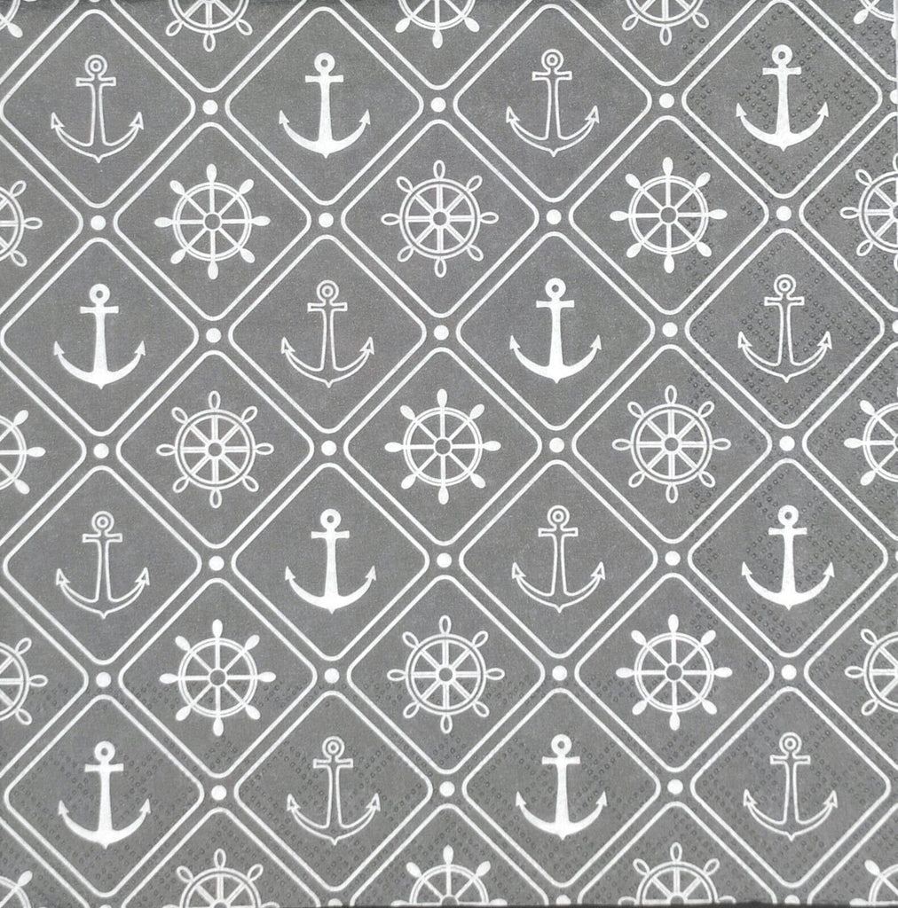 nautical symbols in white on gray  Decoupage Napkins