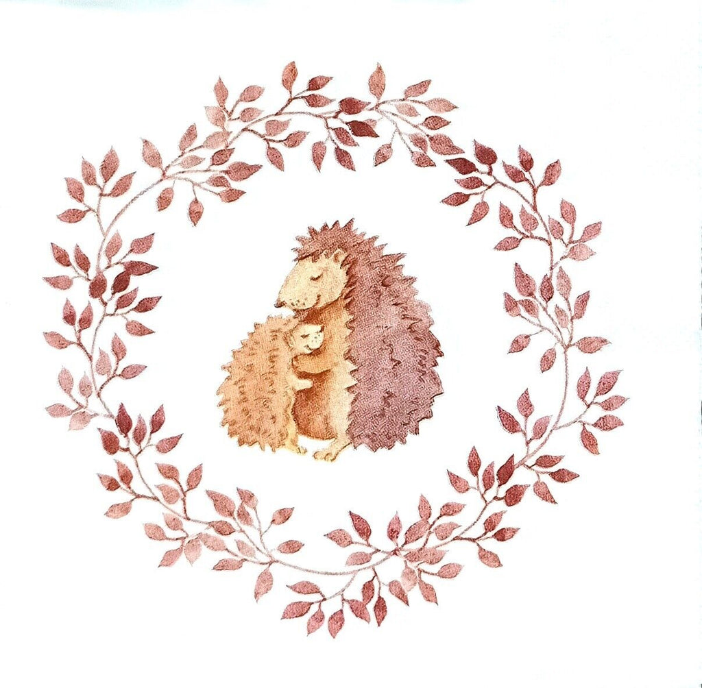 mother hedgehog and baby in  autumn wreath  Decoupage Napkins