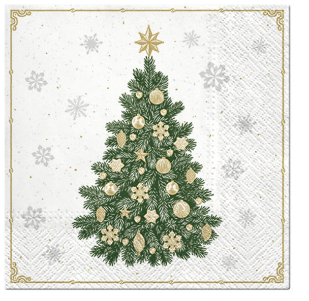 green christmas tree with gold ornament s Decoupage Napkins