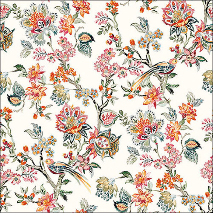 Oriental brids and flowers in orange, red and green Decoupage Napkins