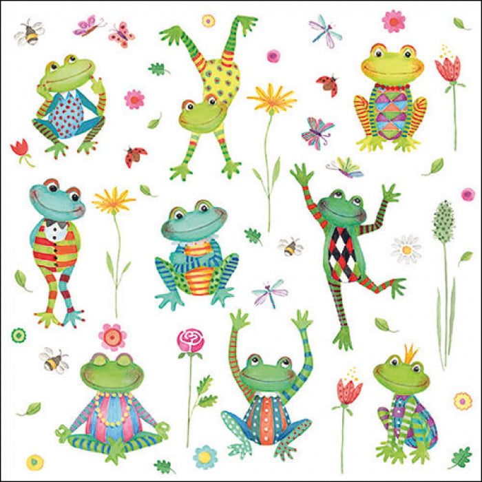 collection of Frogs in colorful costumes and posses Decoupage Napkins