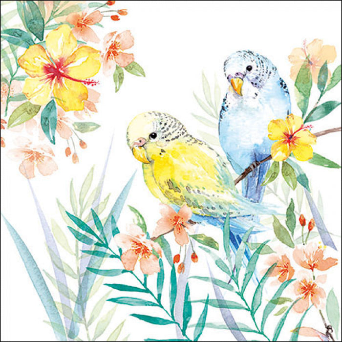 blue and yellow birds on branches Decoupage Napkins