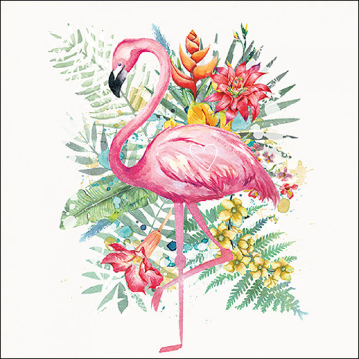 pink flamingo with tropical flowers and fauna Decoupage Napkins