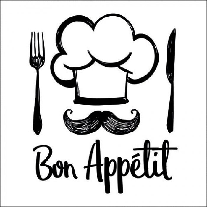 black and white napkin the chef hat mustache fork and knife Decoupage Napkins