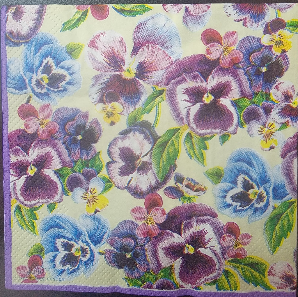 purle, blue and pink violets Decoupage Napkins