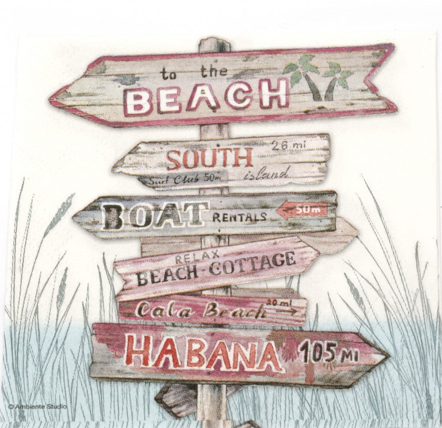 beach signs in red blue and white Decoupage Napkins