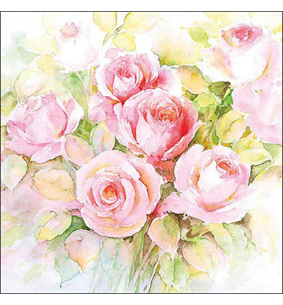 pink watercolor rose blossoms  Decoupage Napkins