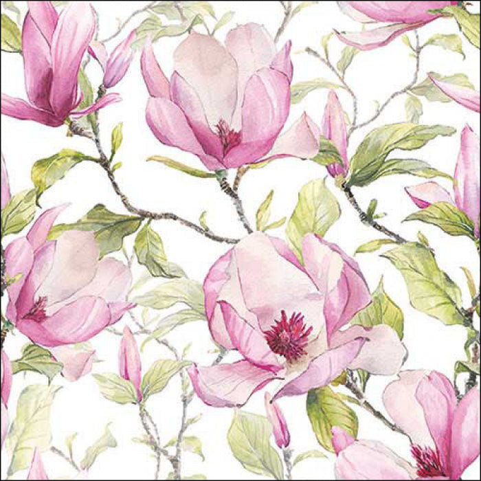 pink blossoms with green branches  Decoupage Napkins