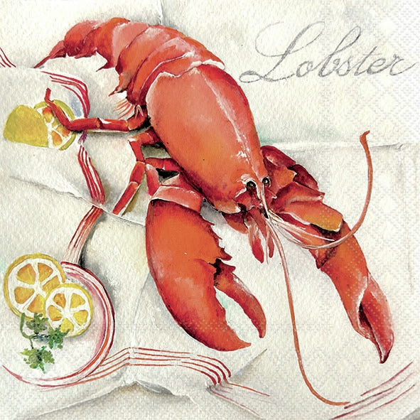 Red lobster and yellow lemon slices  Decoupage Napkins
