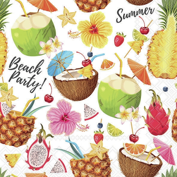 Beach party with coconut and pine apple drinks Decoupage Napkins