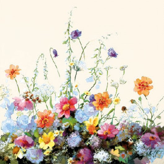 summer flower garden in with orange, white pink and blue blooms  Decoupage Napkins